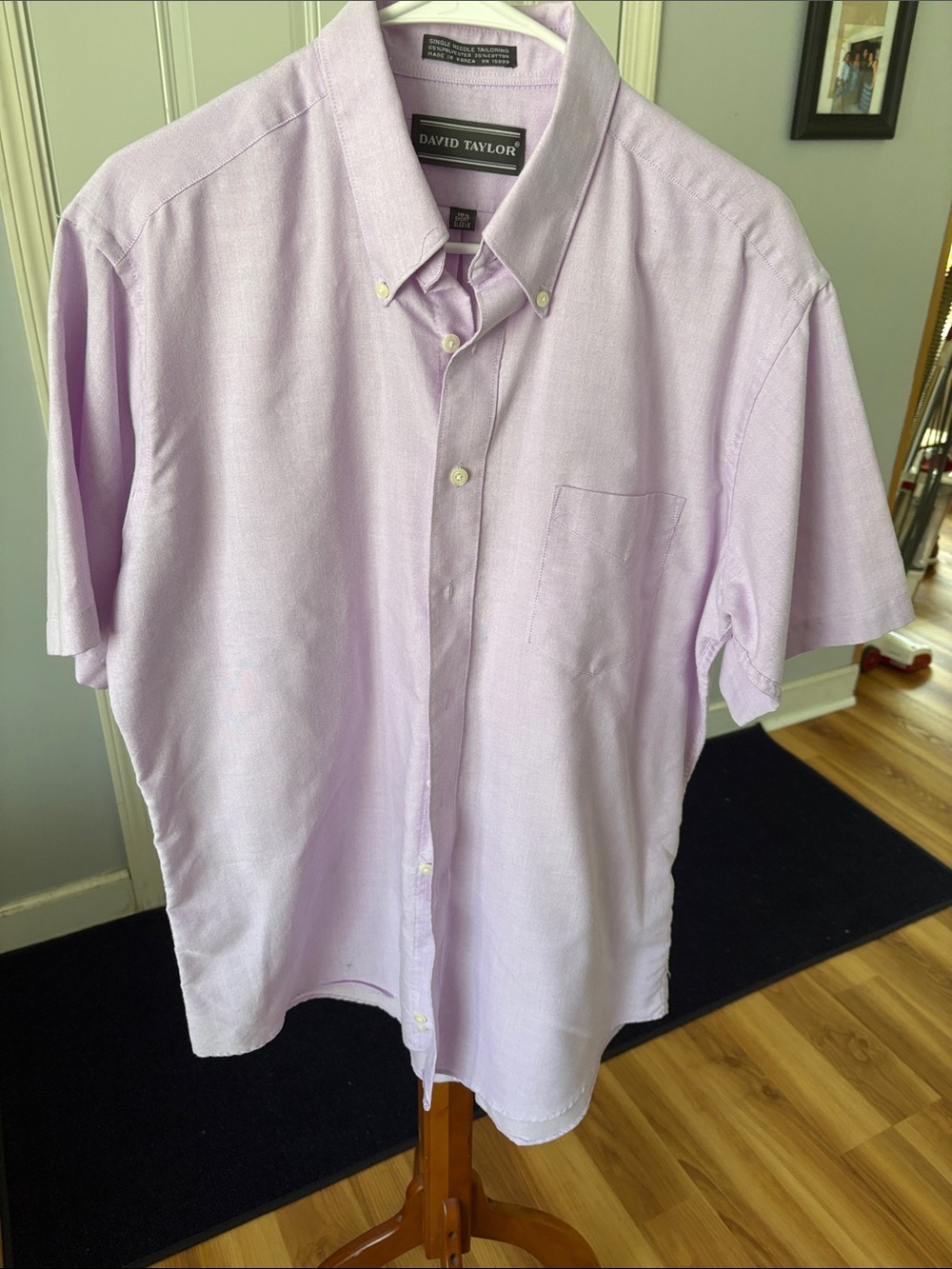 David Taylor Light Lavender Short-Sleeve Button-Down Shirt